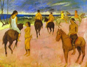 Paul Gauguin Werke - Pferdmen am Strand Beitrag Impressionismus Primitivismus Paul Gauguin